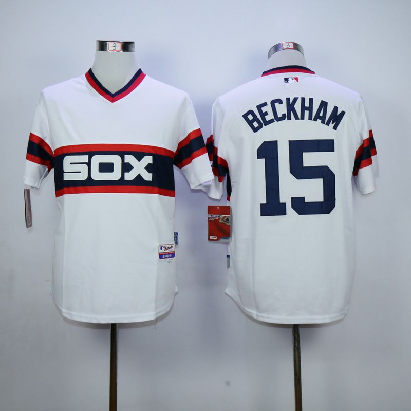 Men Chicago White Sox 15 Beckham White MLB Jerseys